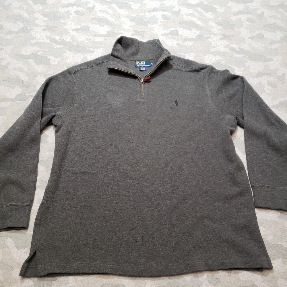 Polo Ralph Lauren Sweatshirt Mens‎ XL Gray 1/4 Zip Long Sleeve Pull Over